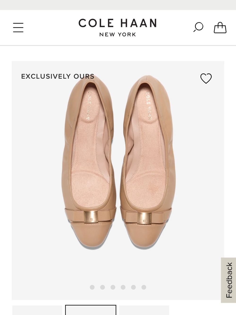 Cole Haan Nude/Tan Leather Ballet Flats with Bow Accent